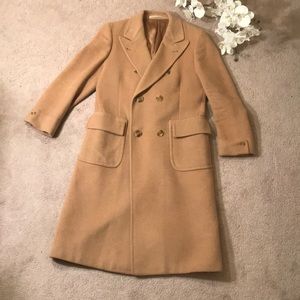 Long camel heavy vintage coat